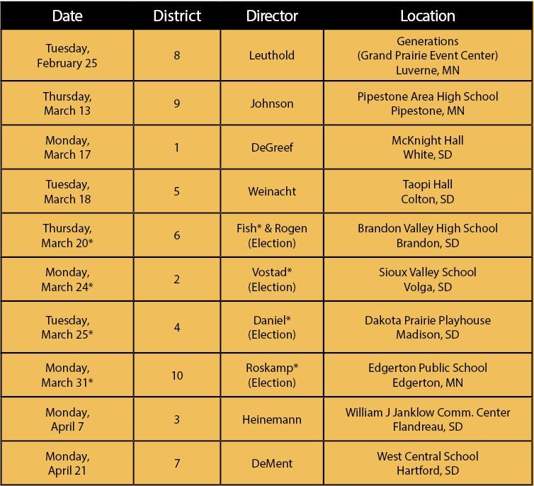 2025 District Meeting Schedule