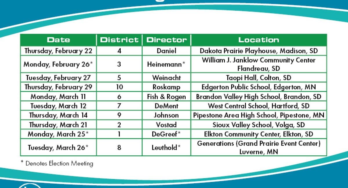 District meeting schedule