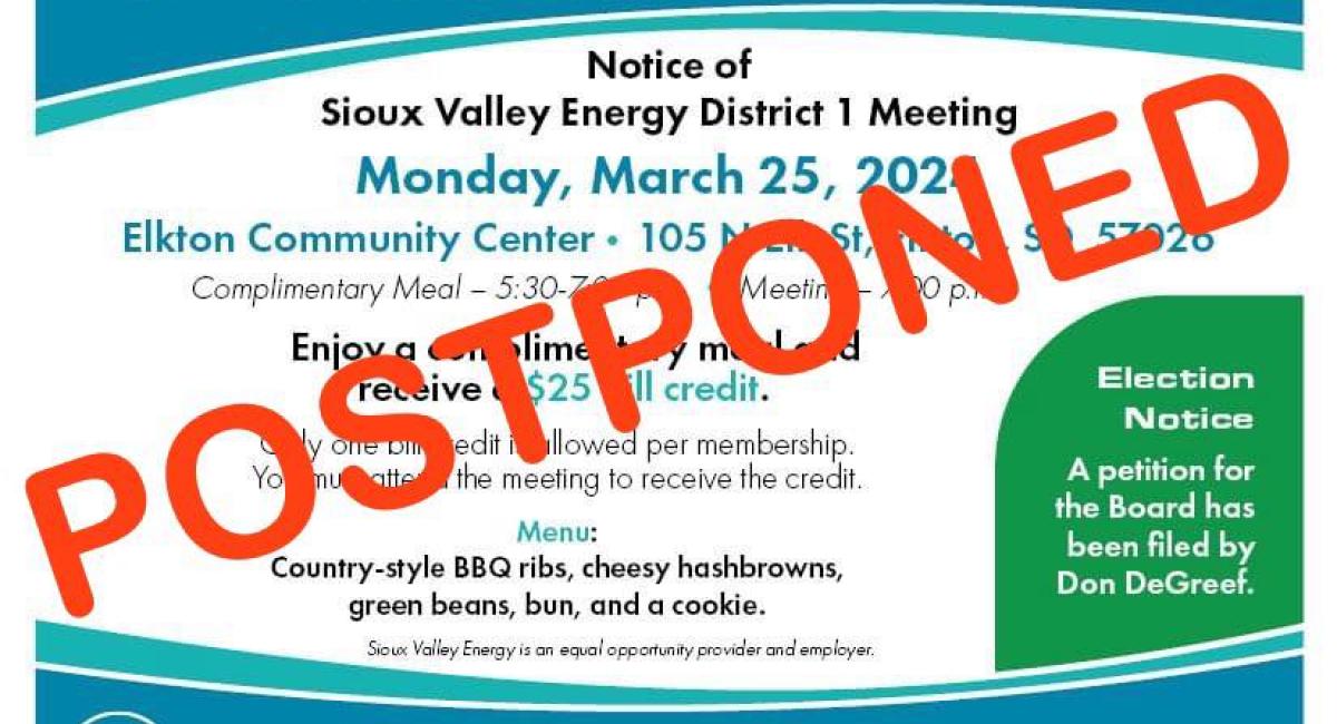 Meeting Postponed